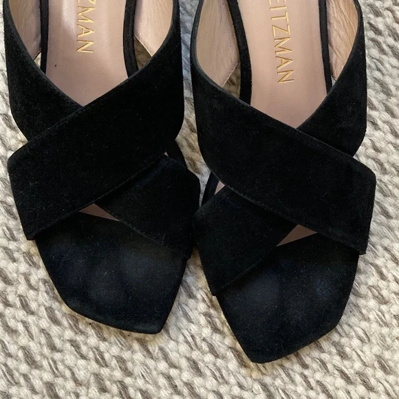 Stuart Weitzman Black Suede Mules - size 9 1/2 - Picture 2 of 6